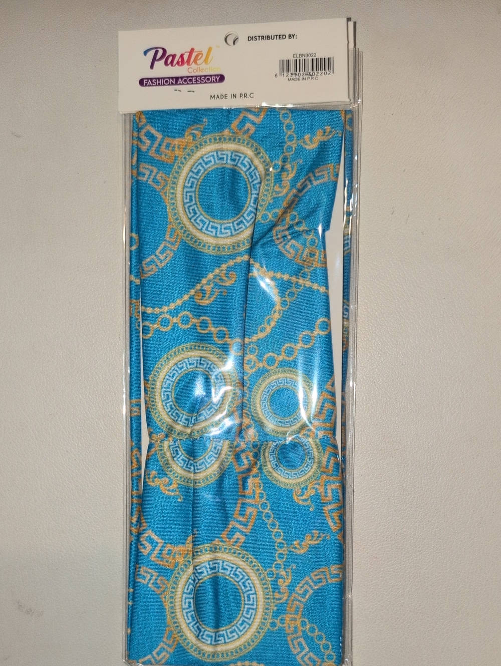 Pastel Collection Turquoise & Gold Printed Fashion Hair Scarf